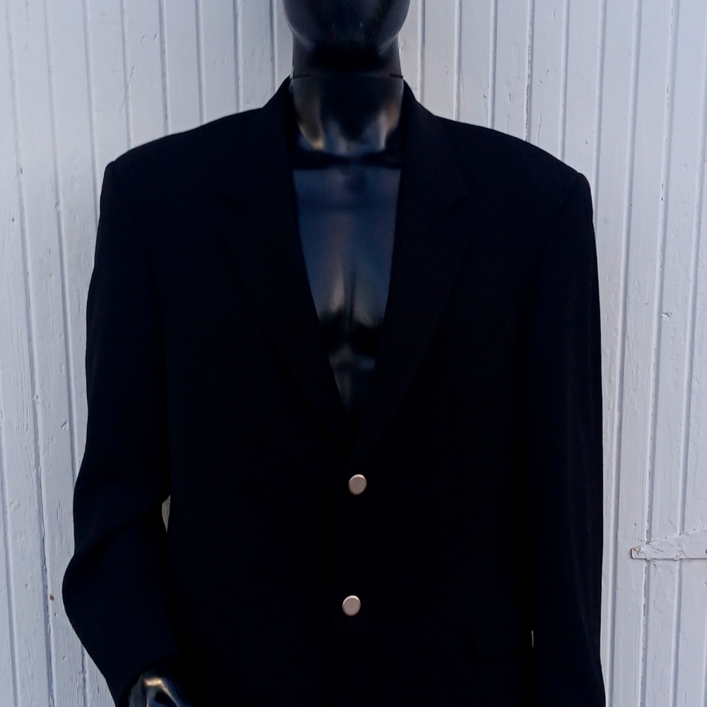 KENNETH COLE NYC (JORDAN) MEN'S VINTAGE BLACK BLAZER W/SIVER BUTTON ACCENTS